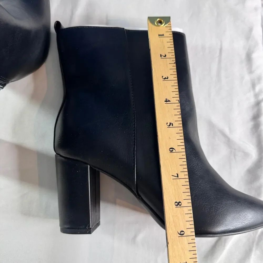 JustFab Olivia-E Black Ankle Booties Sz 9 Pointed Toe Block Heel Zip NIB - Picture 5 of 10